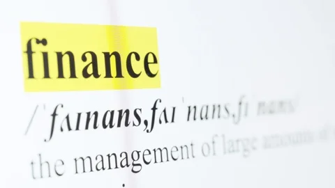 Finance Text Macro Shot Highlighted in Yellow Color On Computer Screen Stock Footage 123224282