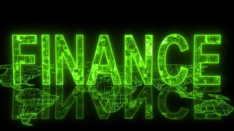 Finance text technology earth map green glow イラスト素材