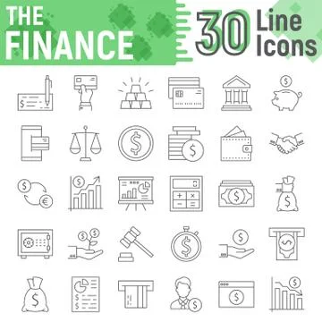 Finance thin line icon set, banking signs Illustrazione stock