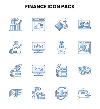 Finance Two Color Blue Scalable Icons Pack Ilustración de archivo