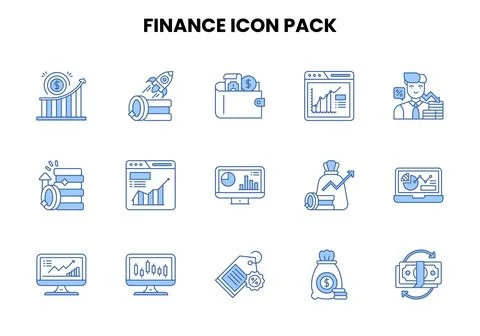Finance Two Color Blue Scalable Icons Pack Stock Illustration