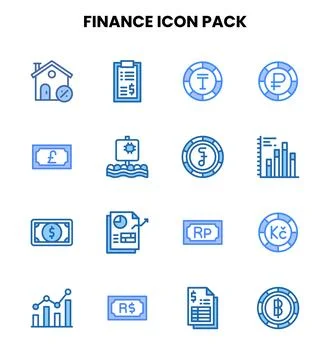Finance Two Colour Set Icons Pack Stock Illustration