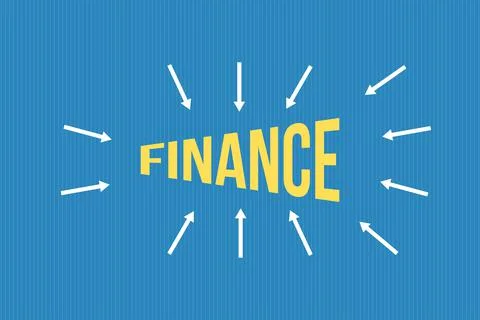 Finance typography on blue background design.  Finance text poster Stock Illustration
