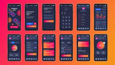 Finance unique design kit for mobile app. Stock Illustration