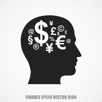 Finance vector Head With Finance Symbol icon. Modern flat design Illustrazione stock