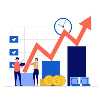 Finance vector illustration concept with characters. Modern flat style for la Stock Illustration