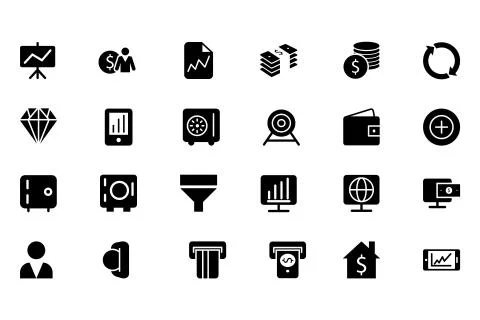 Finance Vector Solid Icons Collection Stock Illustration