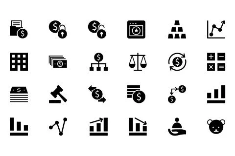 Finance Vector Solid Icons Set Stock Illustration