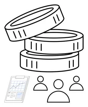 Finance, wealth management, economy, analytics, investment, savings. Stack of Stock Illustration