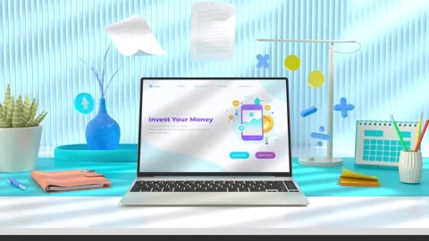 Finance Website promo 3D Logo 스톡 After Effects