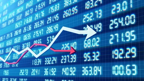 Financial 3d chart with indexes of securities and bonds with two economic curves Stock Footage 175148461