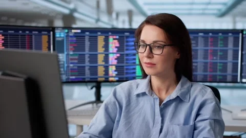Financial Account Analyst Using Spreadsheet For Audit Stock Footage 321163435