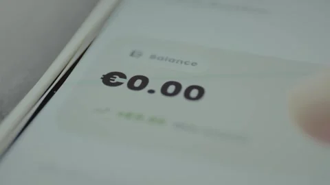 Financial account balance display, current balance is 0 euro Stock Footage 328355937