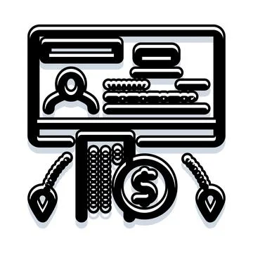 Financial accounting computer analysis with dollar and abacus Stock Illustration