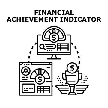 Financial achievement indicator concept tracking business success Stock Illustration