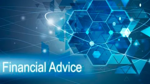 Financial Advice concept, Innovation Computer Data Technology, background blue Illustrazione stock