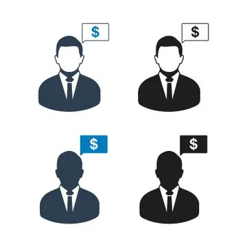 Financial Adviser Icon Set. Flat style vector EPS. Stock Illustration