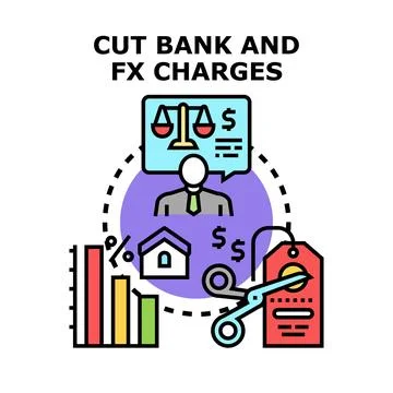 Financial adviser optimizing bank and foreign exchange charges Stock Illustration