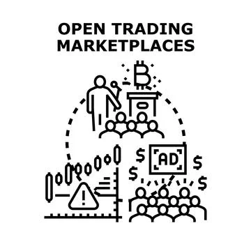 Financial adviser teaching open trading marketplace concepts Stock Illustration