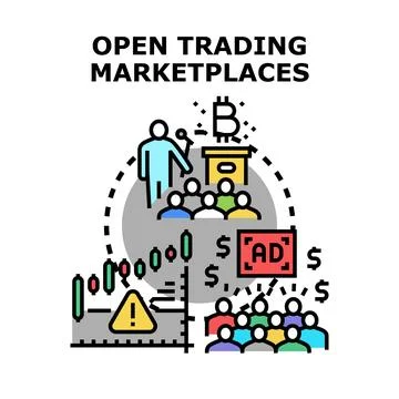 Financial adviser teaching open trading marketplace concepts Stock Illustration