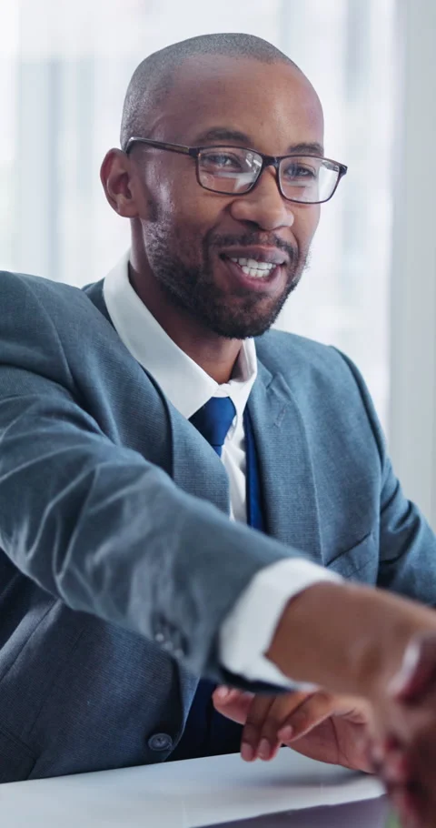 Financial advisor, handshake and man with smile in meeting, talk or investment Stock Footage 341395582