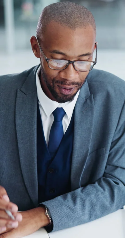 Financial advisor, talking and man with glasses in office, budget review or Stock Footage 341407052
