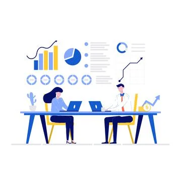 Financial advisor vector illustration concept with characters. Modern flat st Stock Illustration