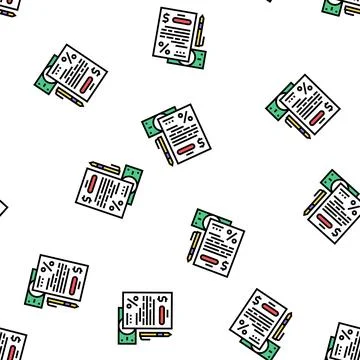 Financial agreement for getting loan vector seamless pattern Stock Illustration