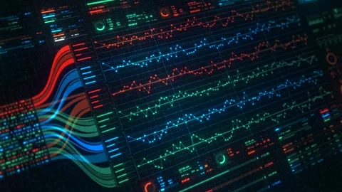 Financial AI Data Analytics Interface Dashboard Animation, Big Data Processing Stock Footage 337117012