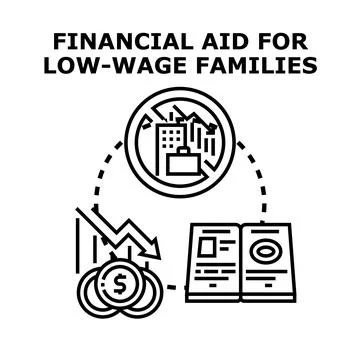Financial aid providing support for low wage families イラスト素材