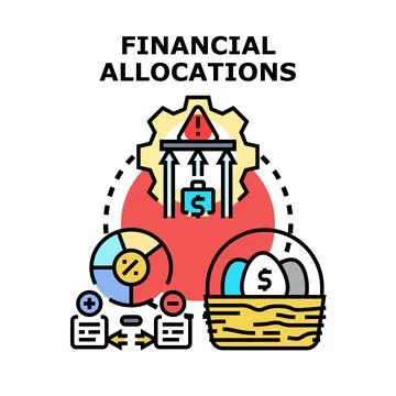 Financial allocations distributing assets and managing risks Stock Illustration