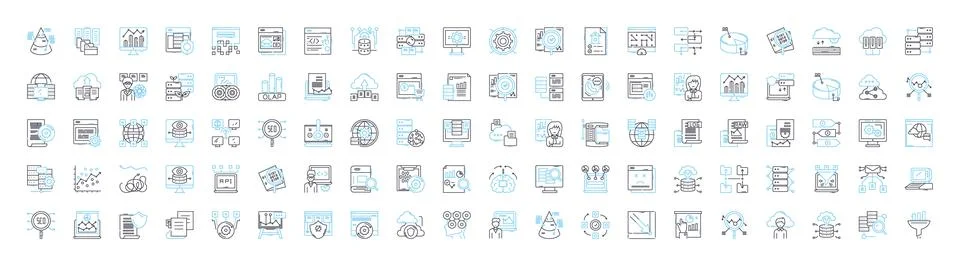 Financial analysis and forecasting vector line icons set. Financial, Analysis Stock Illustration