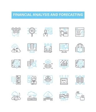 Financial analysis and forecasting vector line icons set. Financial, Analysis Stock Illustration