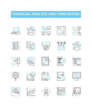 Financial analysis and forecasting vector line icons set. Financial, Analysis Stock Illustration