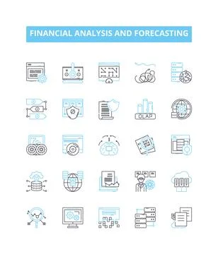 Financial analysis and forecasting vector line icons set. Financial, Analysis Stock Illustration