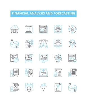 Financial analysis and forecasting vector line icons set. Financial, Analysis Stock Illustration