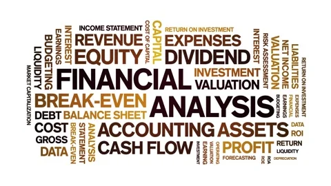 Financial Analysis animated word cloud,animation tag kinetic typography loop. Stock Footage 311428817