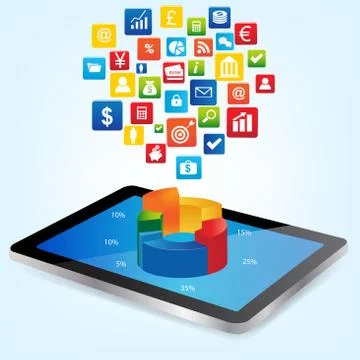 Financial Analysis data on a Tablet Illustrazione stock