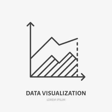 Financial analysis flat logo, area chart, graph icon. Data visualization vector Stock Illustration