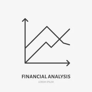 Financial analysis flat logo, chart, graph icon. Data visualization vector Stock Illustration