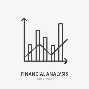 Financial analysis flat logo, column chart and line graph icon. Data 스톡 일러스트