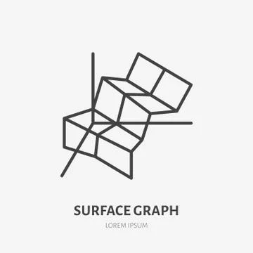 Financial analysis flat logo, surface chart, graph icon. Data visualization Stock Illustration