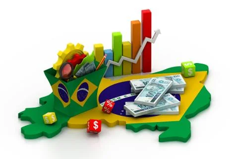Financial Analysis with graphs and data  in brazil... Stock Illustration