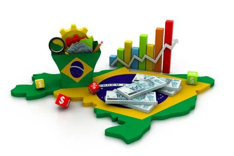 Financial Analysis with graphs and data  in brazil Stock Illustration