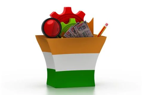 Financial Analysis with graphs and data  in India... Stock Illustration