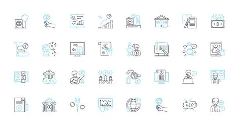 Financial analysis linear icons set. Profitability, Liquidity, Solvency Stockillustratie