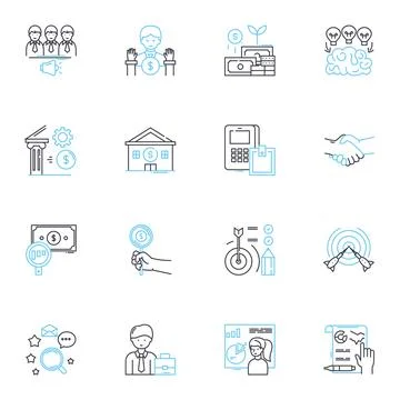 Financial analysis linear icons set. Profitability, Liquidity, Solvency Stockillustratie