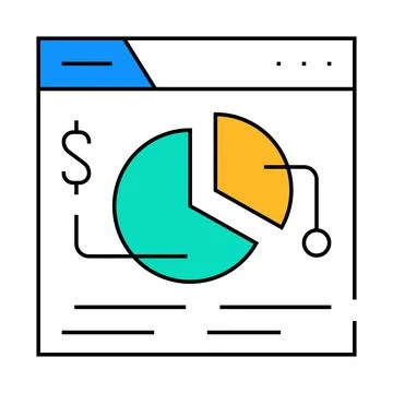 Financial analysis seo optimization icon color illustration Stock Illustration