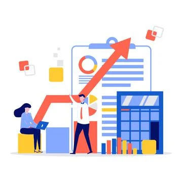 Financial analysis vector illustration concept with characters. Modern flat s Stock Illustration