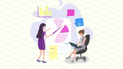 Financial analysis video concept, Workplace, Teamwork, Loop Animation. Stock Footage 285448907